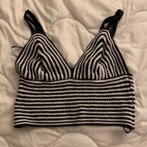 Navy and white crop top